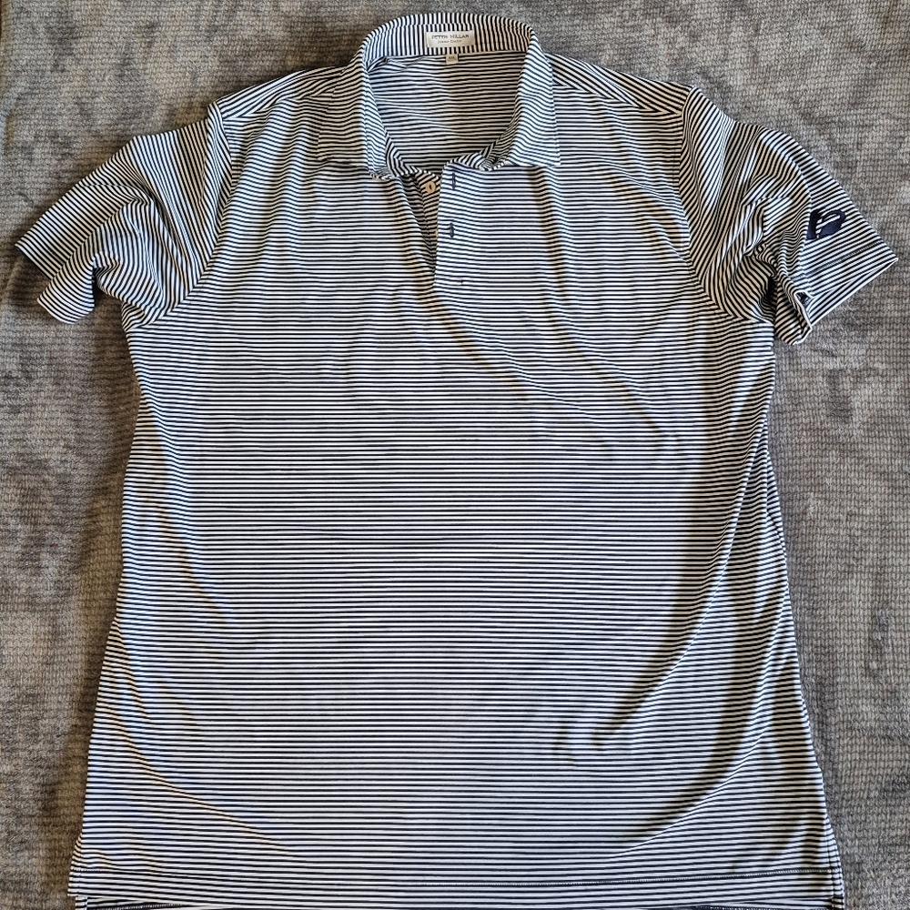 Peter Millar Summer Comfort XXL Navy White Striped Short Sleeve Polo Golf Spring